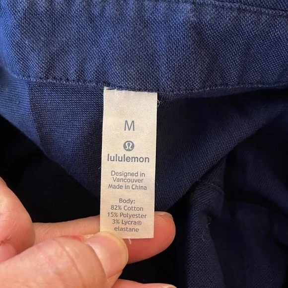 LULULEMON Blue Collared Long Sleeve Button Down Shirt with Breast Pocket - Picture 7 of 7